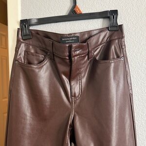 Banana Republic Chocolate Pleather Trousers size 27 size 4 (Abercrombie Aritzia)